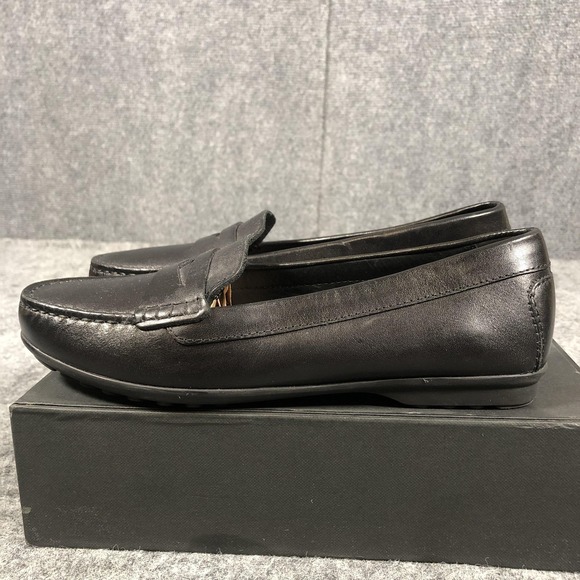 Geox Shoes Women's Size 7 Black Leather Loafers Respira D642TA Made In Italy - Picture 7 of 16